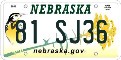 NE license plate 81SJ36