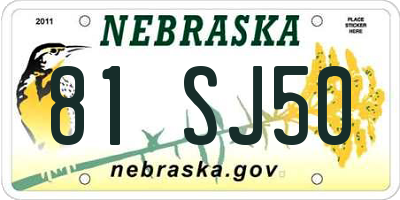 NE license plate 81SJ50