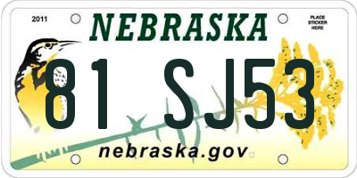 NE license plate 81SJ53