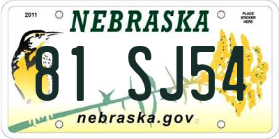 NE license plate 81SJ54