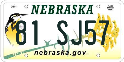 NE license plate 81SJ57