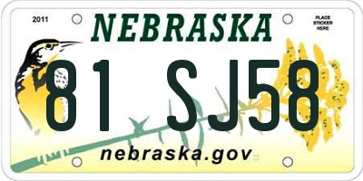 NE license plate 81SJ58