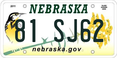 NE license plate 81SJ62