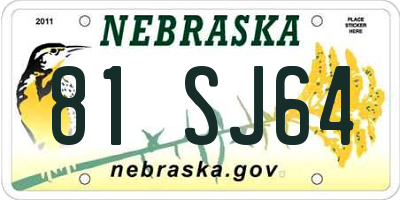 NE license plate 81SJ64