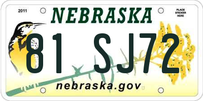 NE license plate 81SJ72