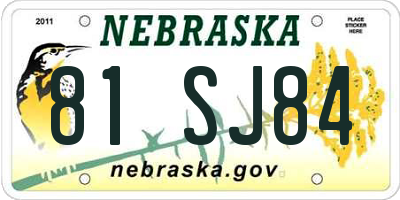 NE license plate 81SJ84