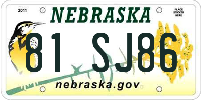 NE license plate 81SJ86