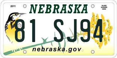 NE license plate 81SJ94