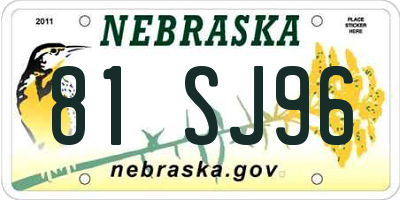 NE license plate 81SJ96