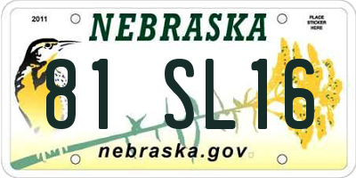 NE license plate 81SL16