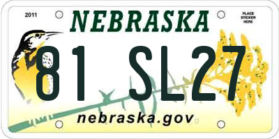 NE license plate 81SL27