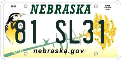 NE license plate 81SL31