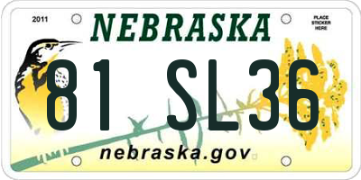NE license plate 81SL36