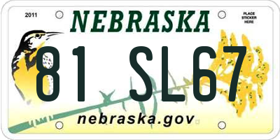 NE license plate 81SL67