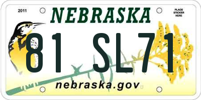 NE license plate 81SL71