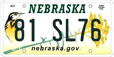NE license plate 81SL76