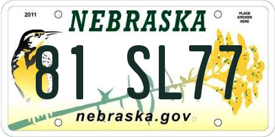 NE license plate 81SL77