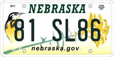 NE license plate 81SL86