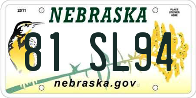 NE license plate 81SL94