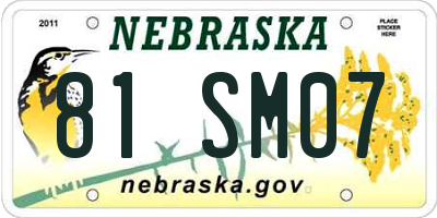 NE license plate 81SM07