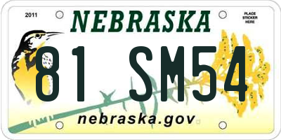 NE license plate 81SM54