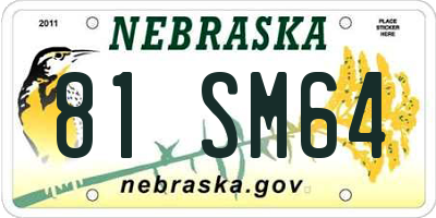 NE license plate 81SM64