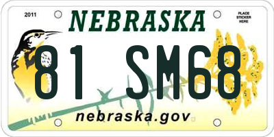 NE license plate 81SM68