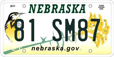 NE license plate 81SM87