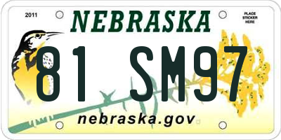 NE license plate 81SM97
