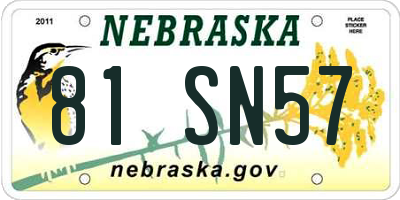 NE license plate 81SN57