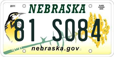 NE license plate 81SO84
