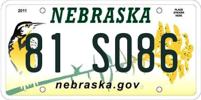 NE license plate 81SO86