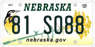 NE license plate 81SO88