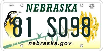 NE license plate 81SO98