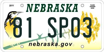 NE license plate 81SP03