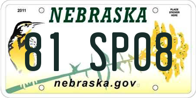 NE license plate 81SP08