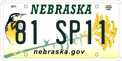 NE license plate 81SP11