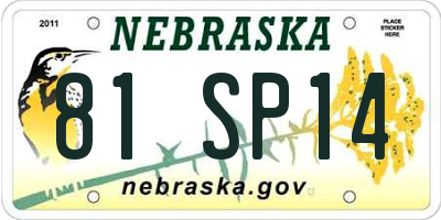 NE license plate 81SP14