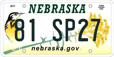 NE license plate 81SP27