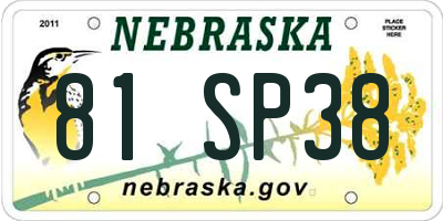 NE license plate 81SP38