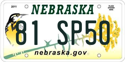 NE license plate 81SP50