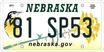 NE license plate 81SP53