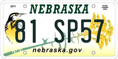 NE license plate 81SP57