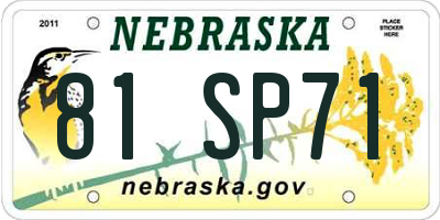 NE license plate 81SP71