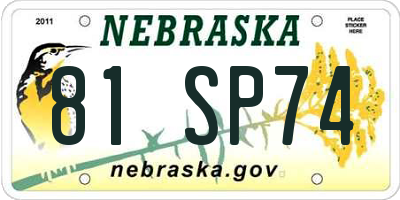 NE license plate 81SP74