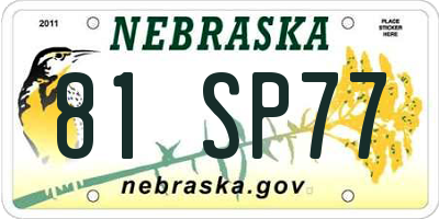 NE license plate 81SP77