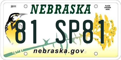 NE license plate 81SP81