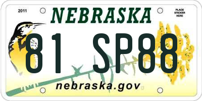 NE license plate 81SP88
