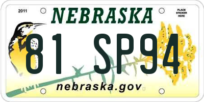 NE license plate 81SP94