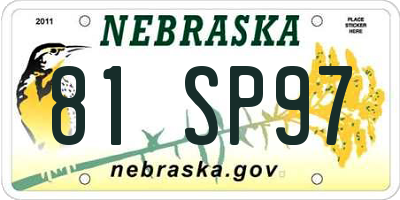 NE license plate 81SP97